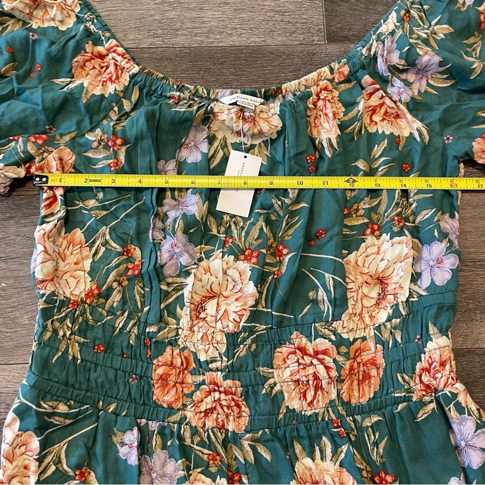 [PRICE FIRM] American Eagle Outfitters Green Floral Romper, Size L - Picture 7 of 10